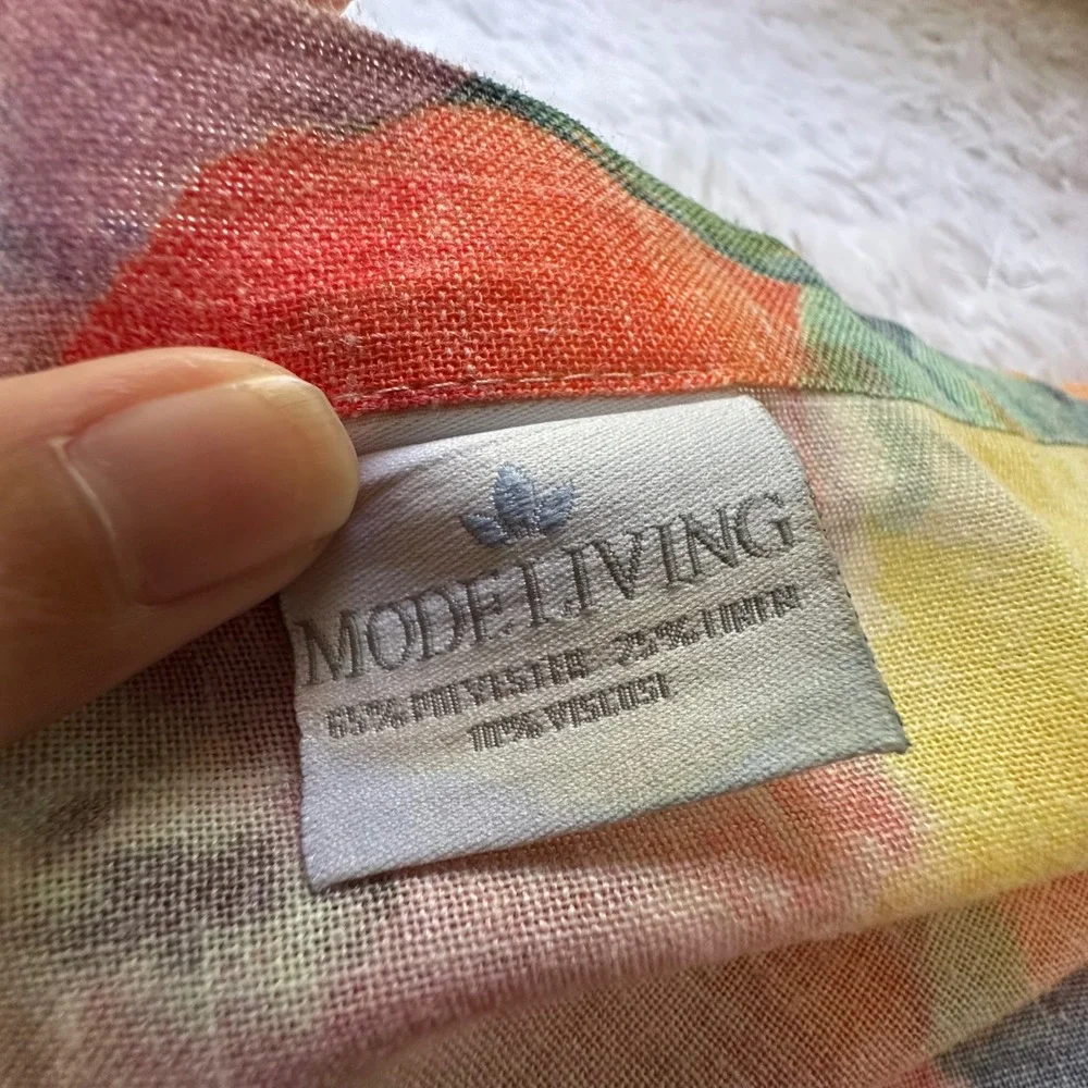 MODE LIVING 7 Piece Watercolor‎ Floral Printed Napkins Linen Cotton